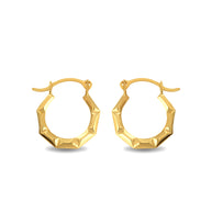 14K Yellow Gold Textured Octagon Reversible Hoop Earrings (0.50