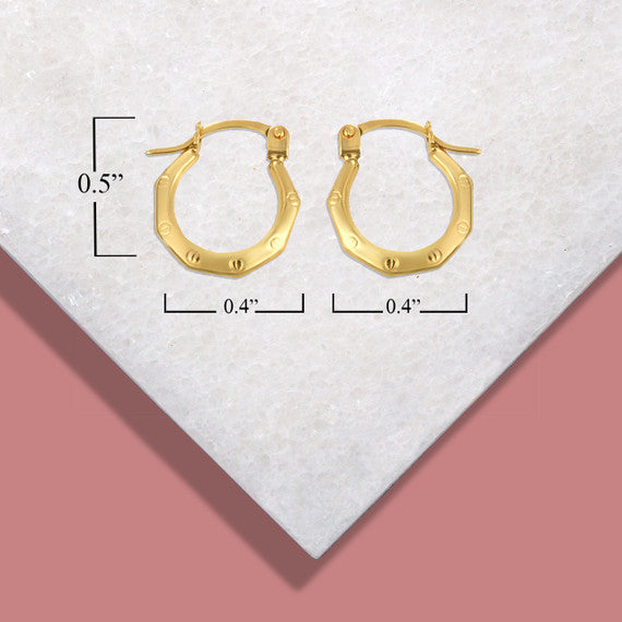 14K Yellow Gold Octagon Love Screw Reversible Hoop Earrings (0.50