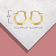 14K Yellow Gold Octagon Love Screw Reversible Hoop Earrings (0.50