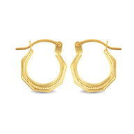 14K Yellow Gold Beaded Octagon Hoop Earrings (0.50