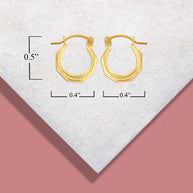 14K Yellow Gold Beaded Octagon Hoop Earrings (0.50