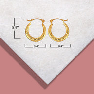 14K Yellow Gold Textured Heart Reversible Hoop Earrings (0.50