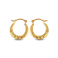 14K Yellow Gold Textured Heart Reversible Hoop Earrings (0.50