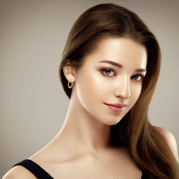 14K Yellow Gold Textured Heart Reversible Hoop Earrings (0.50