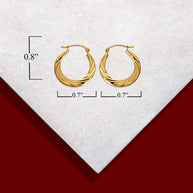 14K Yellow Gold Croissant Twisted Reversible Hoop Earrings (0.80