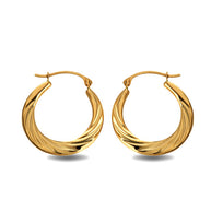 14K Yellow Gold Croissant Twisted Reversible Hoop Earrings (0.80