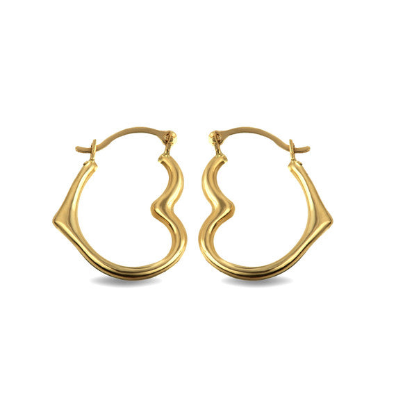 14K Yellow Gold Sideways Open Heart Reversible Hoop Earrings (0.50
