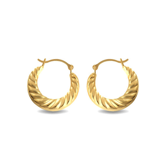 14K Yellow Gold Textured Reversible Hoop Earrings (0.60