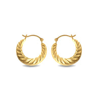 14K Yellow Gold Textured Reversible Hoop Earrings (0.60