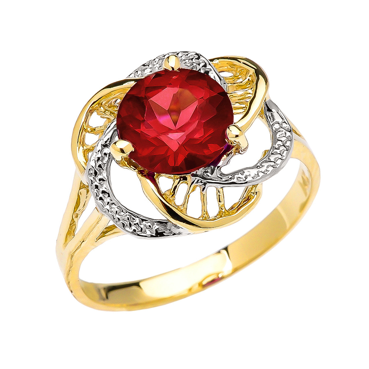Gold Personalized Lab Created Birthstone Statement Ring (Available in Yellow/Rose/White Gold)