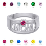 .925 Sterling Silver Custom Birthstone Mom Band Ring