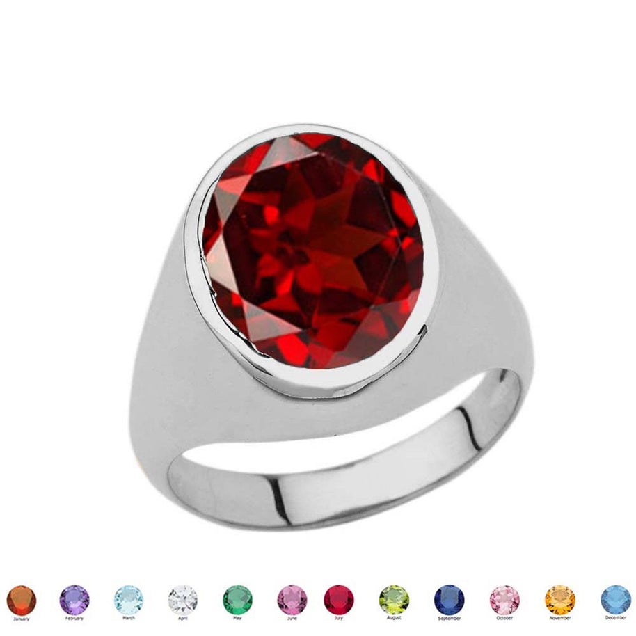 .925 Sterling Silver Personalized Oval Cut 10ct Birthstone Ring