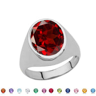 .925 Sterling Silver Personalized Oval Cut 10ct Birthstone Ring