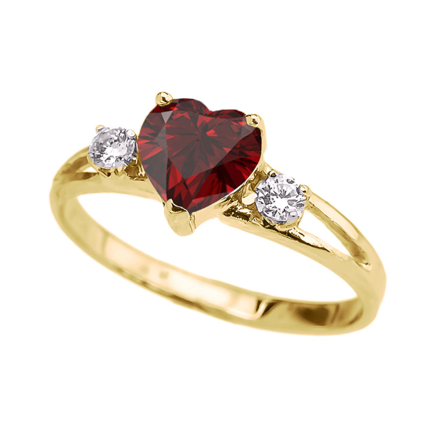 Gold Birthstone Heart Proposal/Promise Ring(Available In Yellow/Rose/White Gold)
