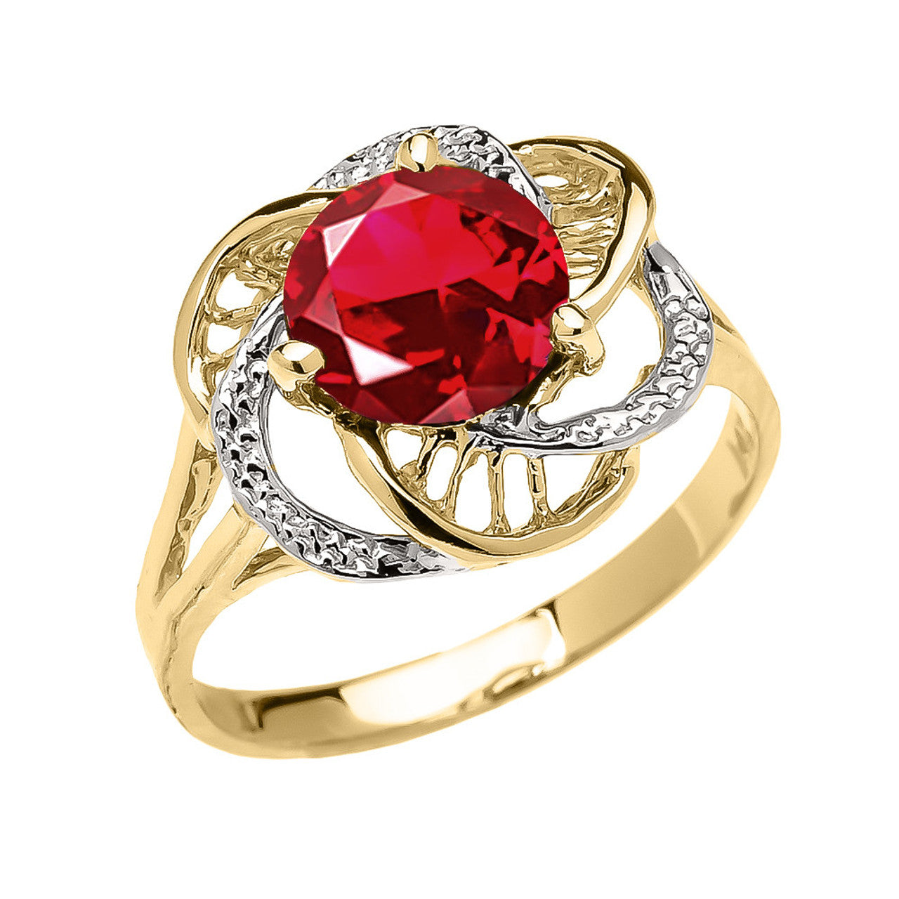 Gold Personalized Lab Created Birthstone Statement Ring (Available in Yellow/Rose/White Gold)