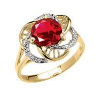 Gold Personalized Lab Created Birthstone Statement Ring (Available in Yellow/Rose/White Gold)