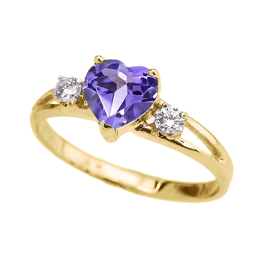 Yellow Gold (LCS) Sapphire Heart Proposal/Promise Ring