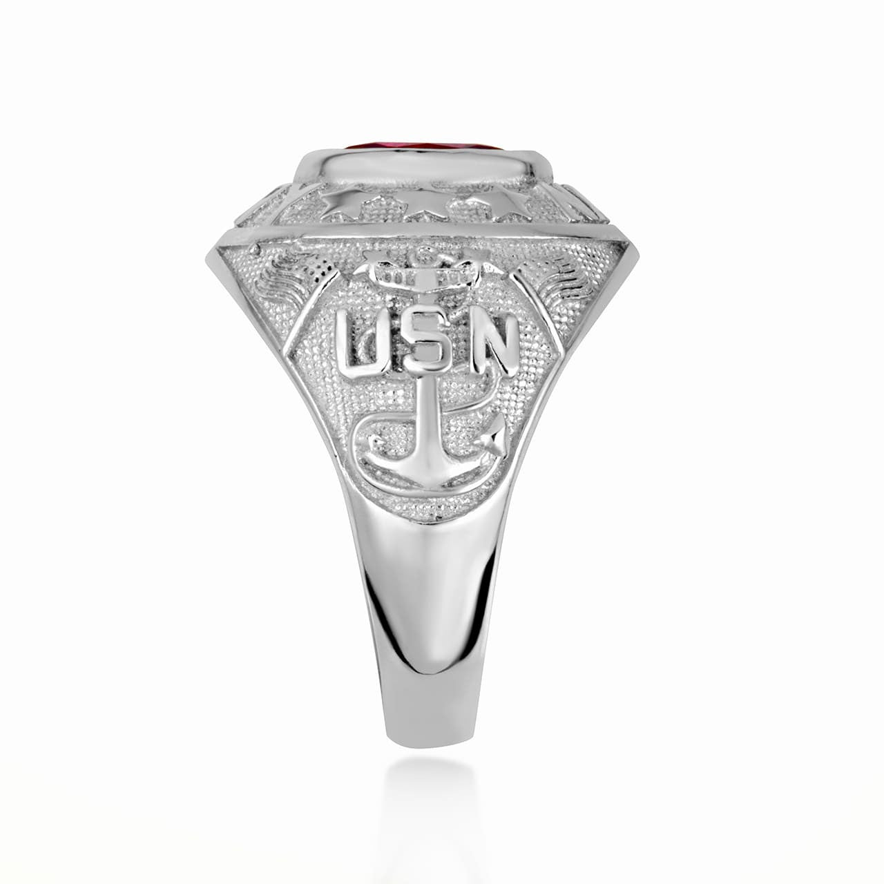 .925 Sterling Silver United States Navy Cubic Zirconia Birthstone Officially Licensed Men's Ring