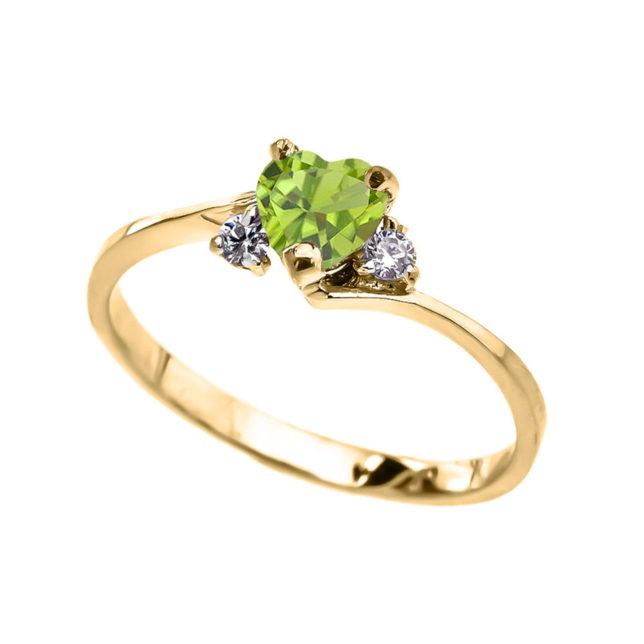 Dainty Gold CZ Heart Birthstone And CZ Promise Ring(Available In Yellow/Rose/White Gold)