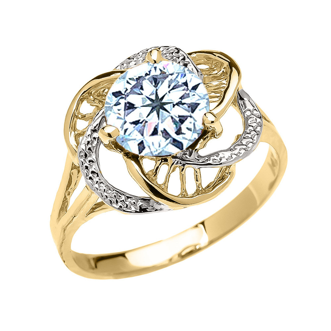 Gold Personalized Lab Created Birthstone Statement Ring (Available in Yellow/Rose/White Gold)