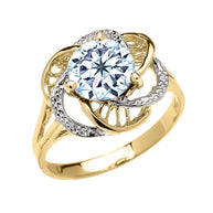 Gold Personalized Lab Created Birthstone Statement Ring (Available in Yellow/Rose/White Gold)