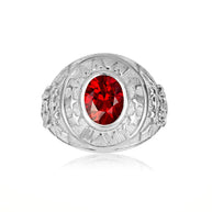 .925 Sterling Silver United States Navy Cubic Zirconia Birthstone Officially Licensed Men's Ring