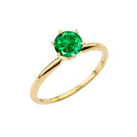 Gold CZ Dainty Solitaire Engagement Ring(Available in Yellow/Rose/White Gold)