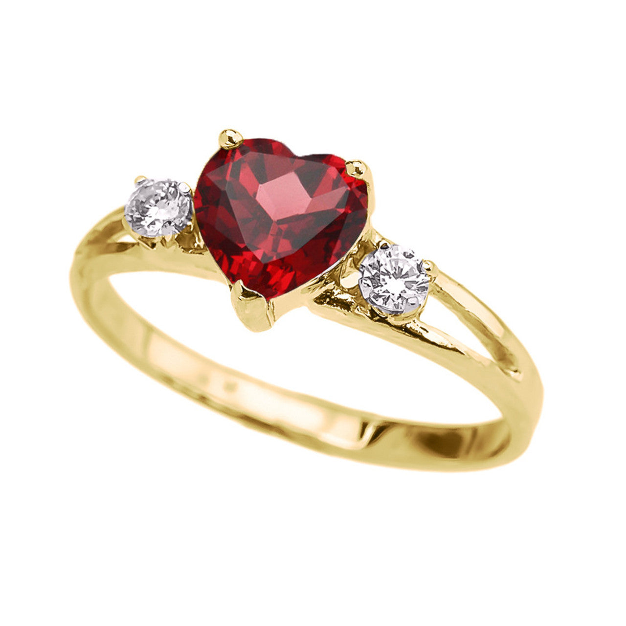 Gold Birthstone Heart Proposal/Promise Ring(Available In Yellow/Rose/White Gold)