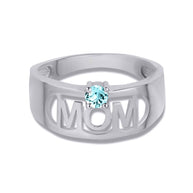 .925 Sterling Silver Custom Birthstone Mom Band Ring