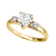 Yellow Gold (LCS) Sapphire Heart Proposal/Promise Ring