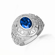 .925 Sterling Silver United States Navy Cubic Zirconia Birthstone Officially Licensed Men's Ring