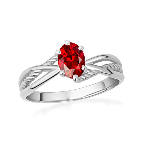 .925 Sterling Silver Custom Oval Birthstone Infinity Rope Band Ring