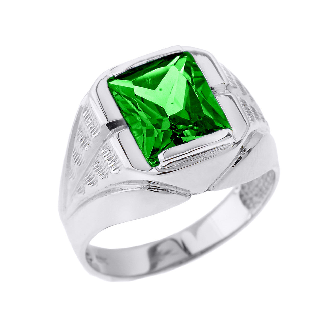 Sterling Silver Personalized Gemstone Men's Ring