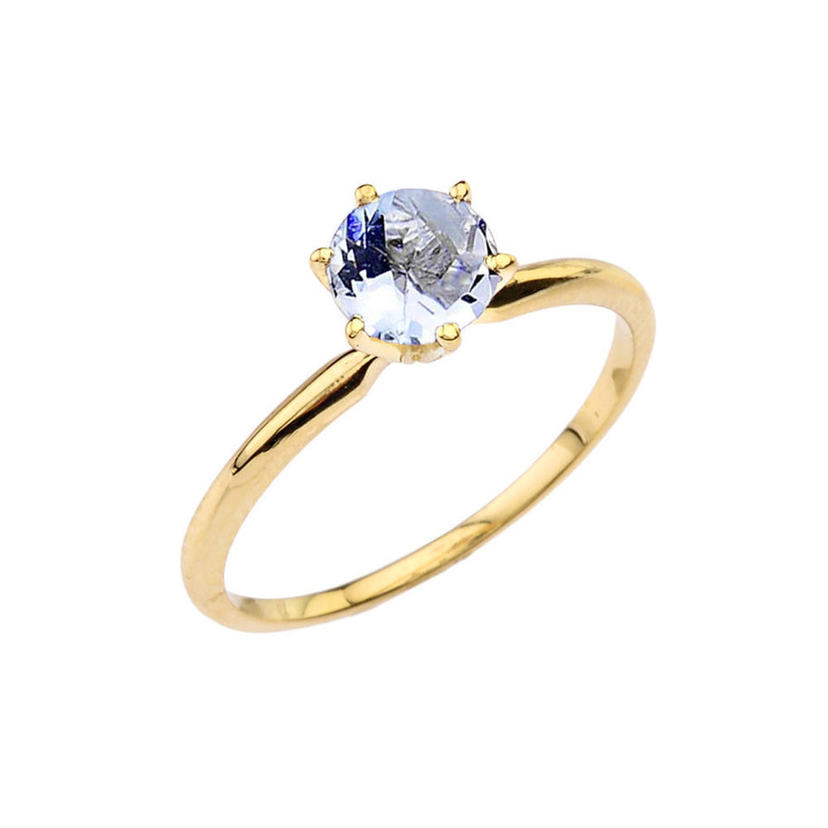 Gold CZ Dainty Solitaire Engagement Ring(Available in Yellow/Rose/White Gold)
