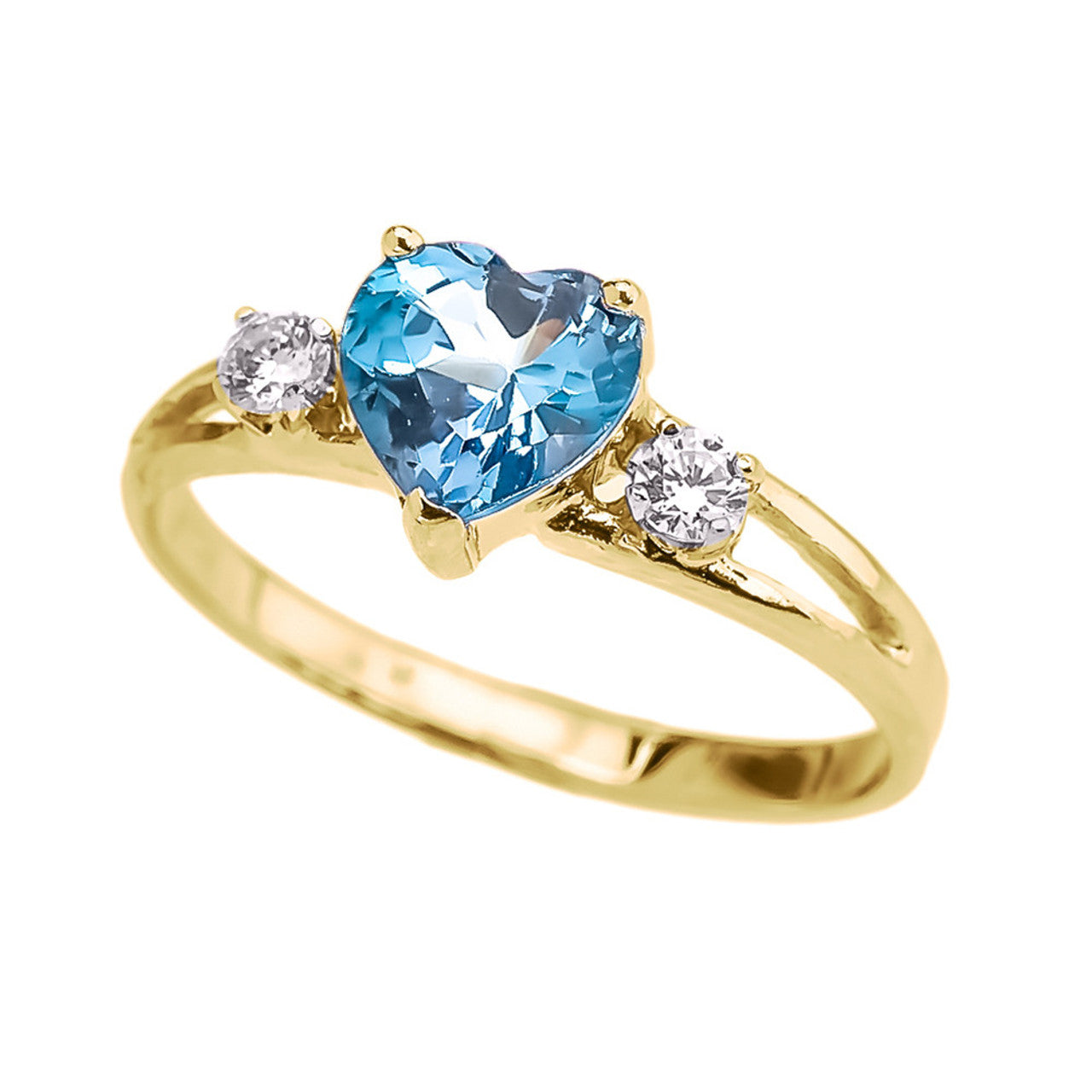 Yellow Gold (LCS) Sapphire Heart Proposal/Promise Ring