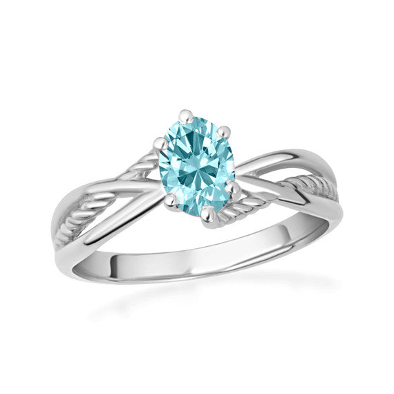 .925 Sterling Silver Custom Oval Birthstone Infinity Rope Band Ring