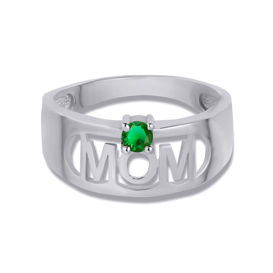.925 Sterling Silver Custom Birthstone Mom Band Ring