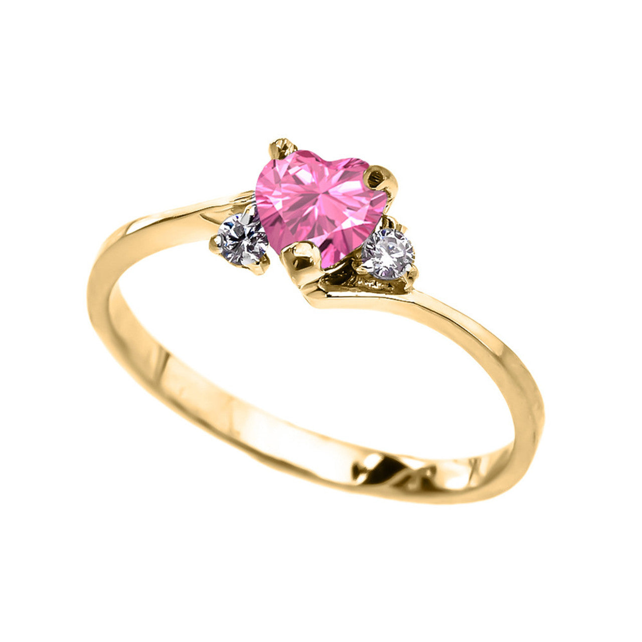 Dainty Gold CZ Heart Birthstone And CZ Promise Ring(Available In Yellow/Rose/White Gold)