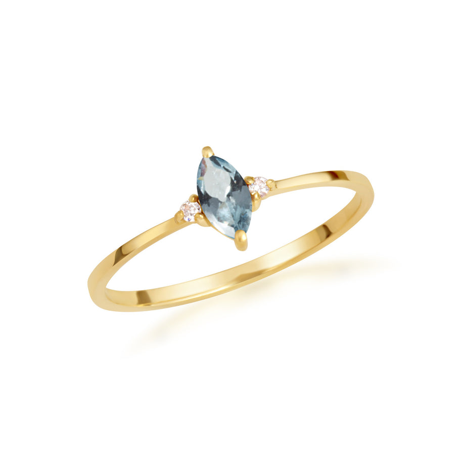 Gold Personalized Marquise Cut Birthstone Ring