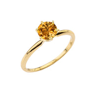 Gold CZ Dainty Solitaire Engagement Ring(Available in Yellow/Rose/White Gold)