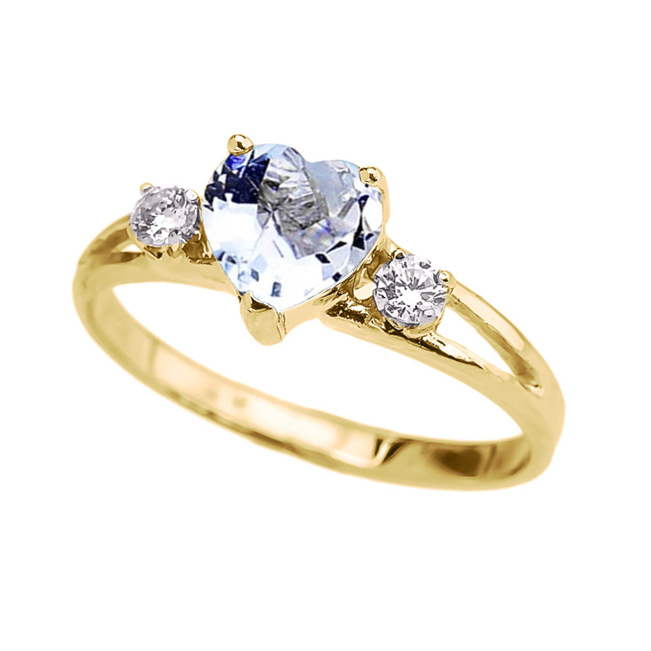 Yellow Gold (LCS) Sapphire Heart Proposal/Promise Ring