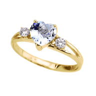 Yellow Gold (LCS) Sapphire Heart Proposal/Promise Ring