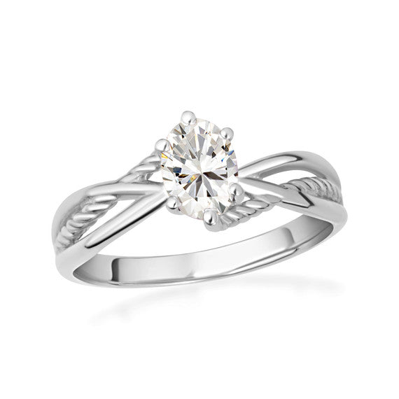 .925 Sterling Silver Custom Oval Birthstone Infinity Rope Band Ring