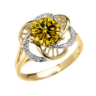 Gold Personalized Lab Created Birthstone Statement Ring (Available in Yellow/Rose/White Gold)