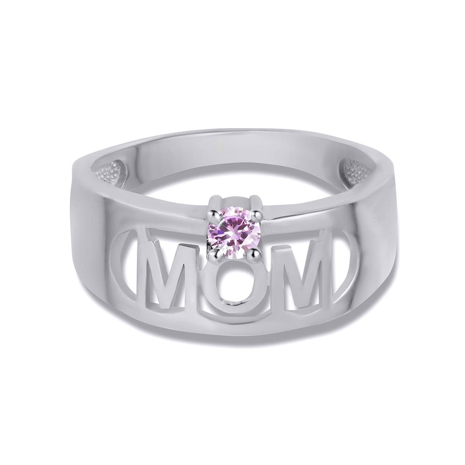 .925 Sterling Silver Custom Birthstone Mom Band Ring
