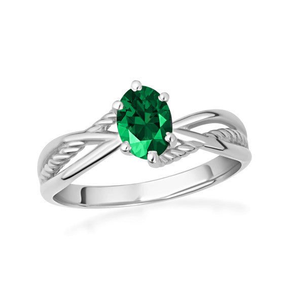.925 Sterling Silver Custom Oval Birthstone Infinity Rope Band Ring