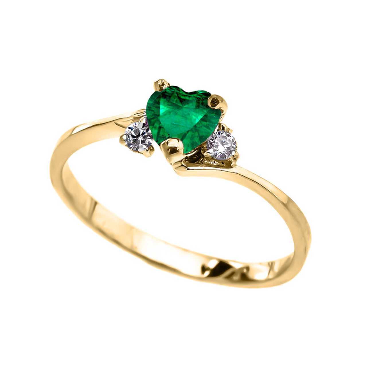 Dainty Gold CZ Heart Birthstone And CZ Promise Ring(Available In Yellow/Rose/White Gold)