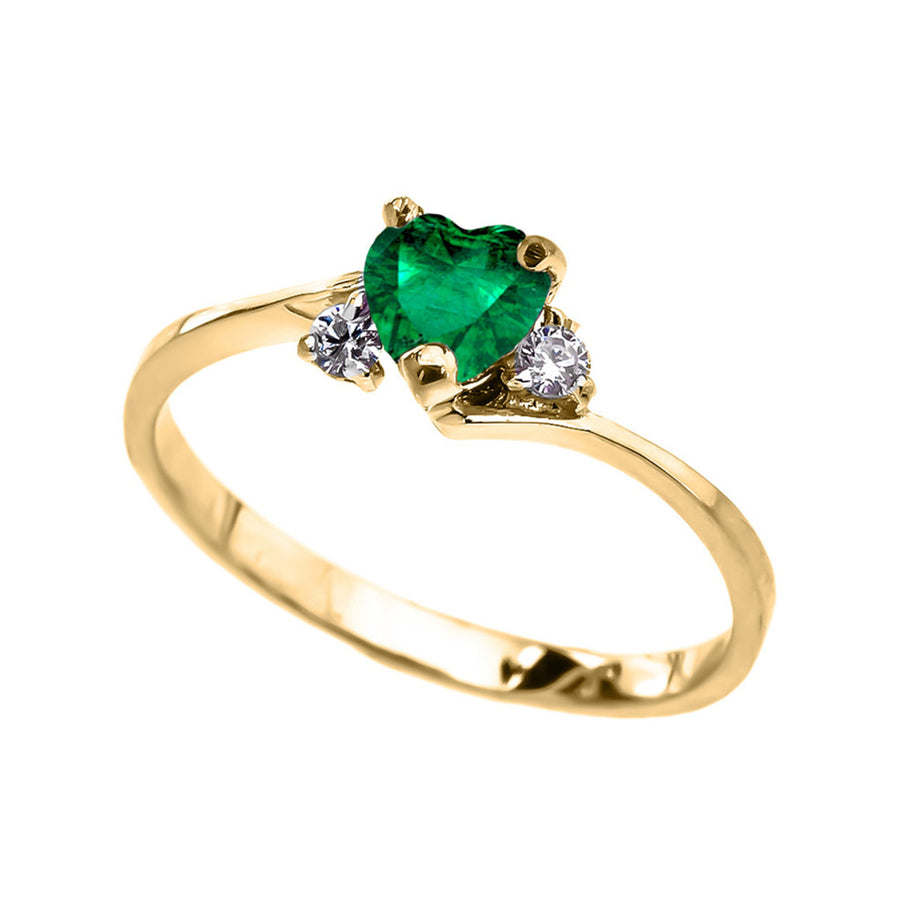 Dainty Gold CZ Heart Birthstone And CZ Promise Ring(Available In Yellow/Rose/White Gold)