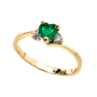 Dainty Gold CZ Heart Birthstone And CZ Promise Ring(Available In Yellow/Rose/White Gold)