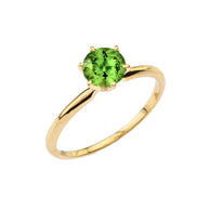 Gold CZ Dainty Solitaire Engagement Ring(Available in Yellow/Rose/White Gold)